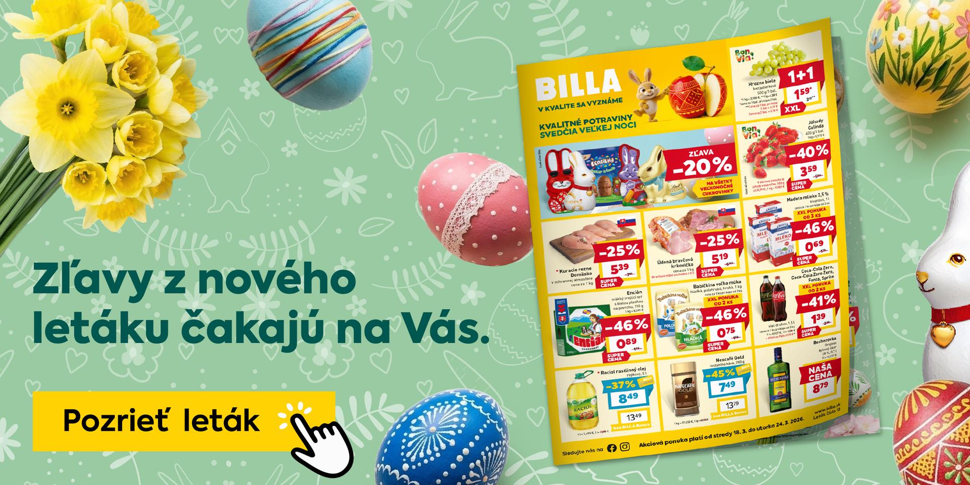 Objavte skvelé ceny v novom letáku. Pozrite sa, aké akcie sme pre Vás pripravili! Aktuálny leták je platný od stredy 18. 3. do utorka 24.3. 2026